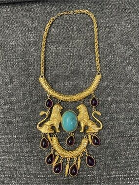 NWOT "Twin Lions" Breastplate Bib Necklace by Donald Stannard